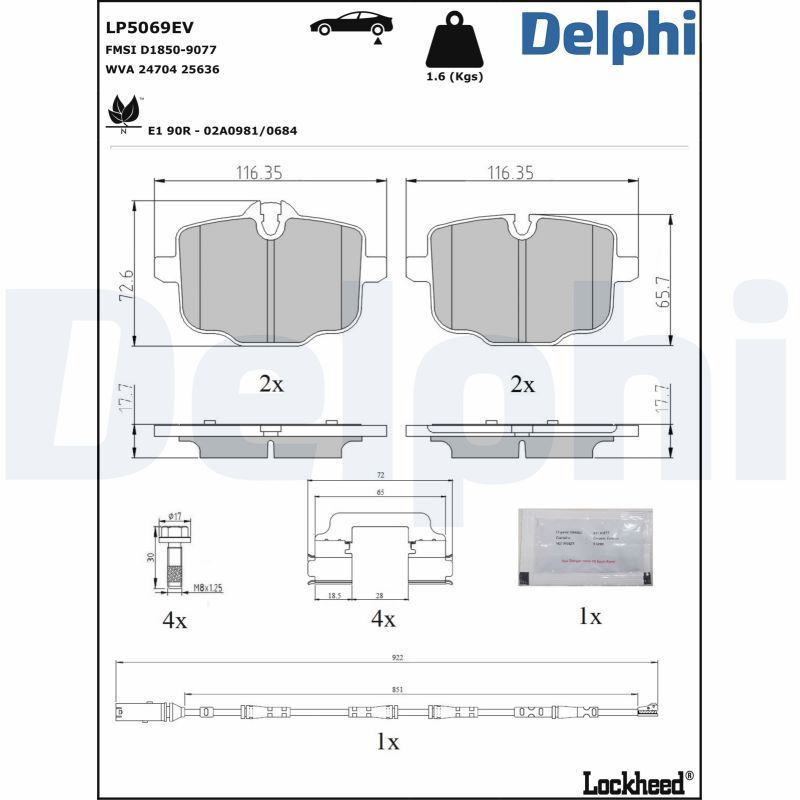 DELPHI LP5069EV Brake Pad Set, disc brake