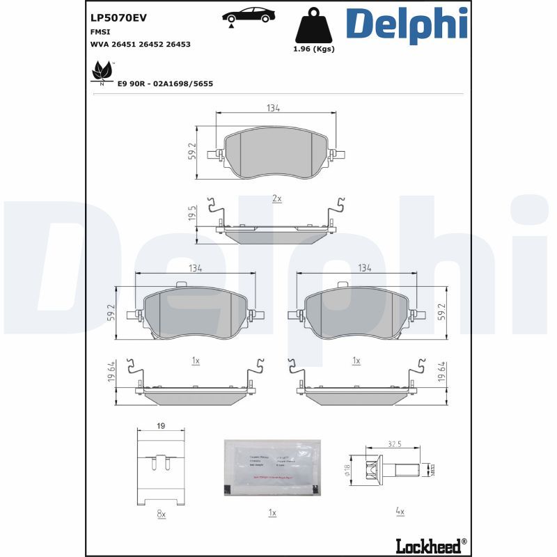 DELPHI LP5070EV Brake Pad Set, disc brake