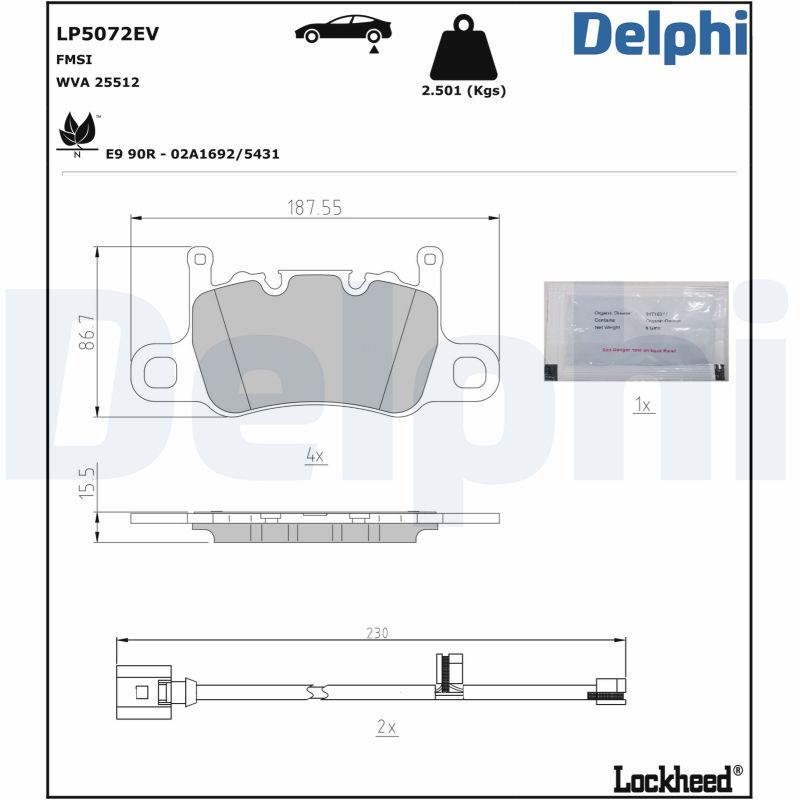 DELPHI LP5072EV Brake Pad Set, disc brake