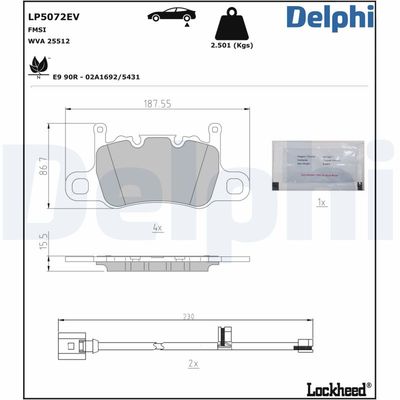 Brake Pad Set, disc brake DELPHI LP5072EV