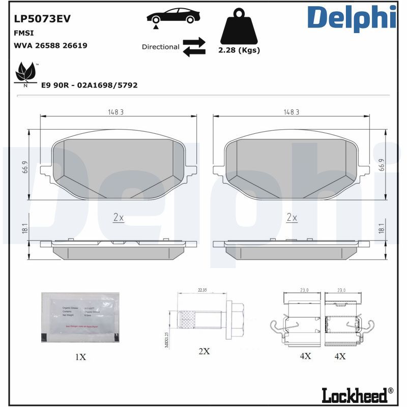 DELPHI LP5073EV Brake Pad Set, disc brake