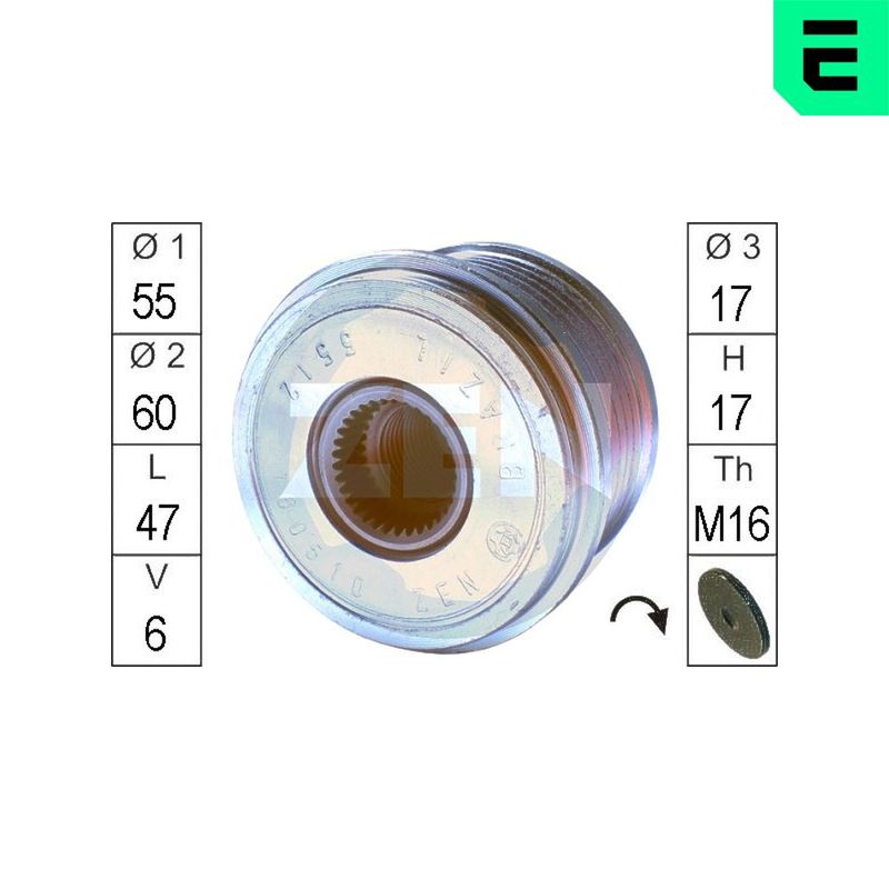ERA ZN5512 Alternator Freewheel Clutch