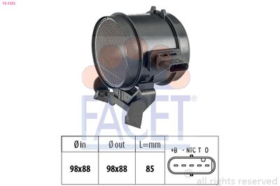 Mass Air Flow Sensor FACET 10.1355