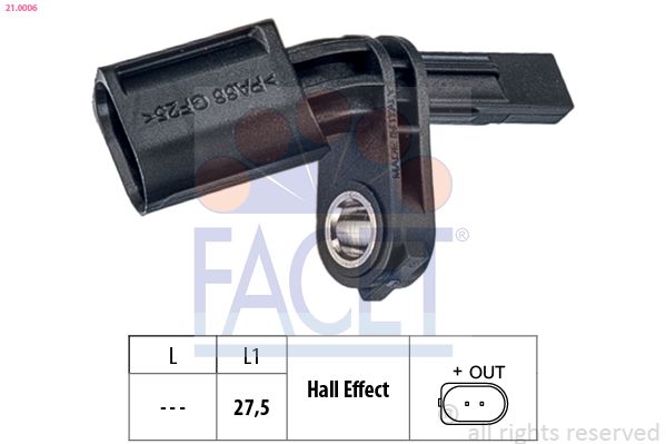 FACET 21.0006 Sensor, wheel speed