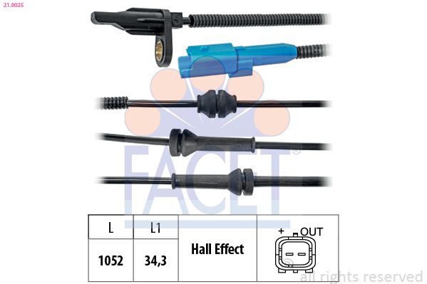 FACET 21.0025 Sensor, wheel speed
