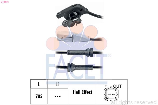 FACET 21.0031 Sensor, wheel speed
