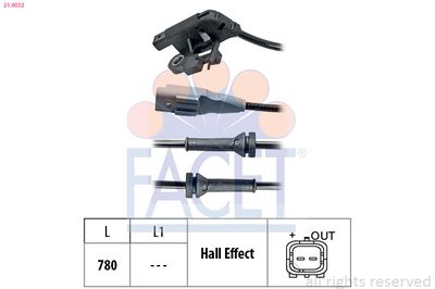 Sensor, wheel speed FACET 21.0032