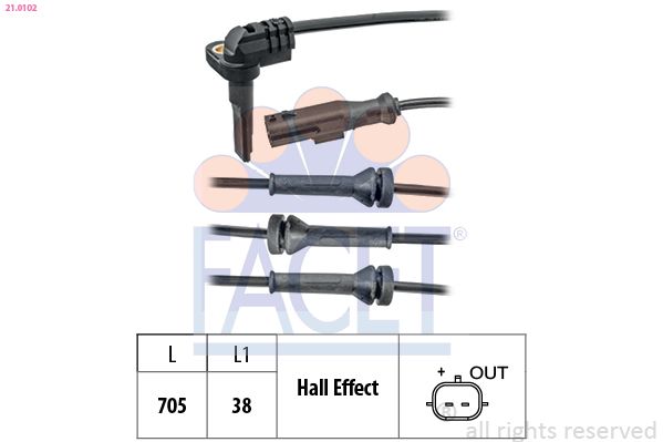 FACET 21.0102 Sensor, wheel speed