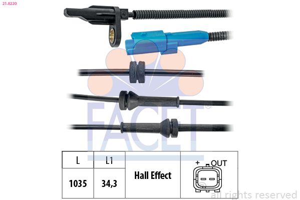 FACET 21.0220 Sensor, wheel speed