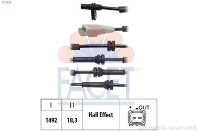 Sensor, wheel speed FACET 21.0229