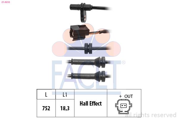 FACET 21.0232 Sensor, wheel speed