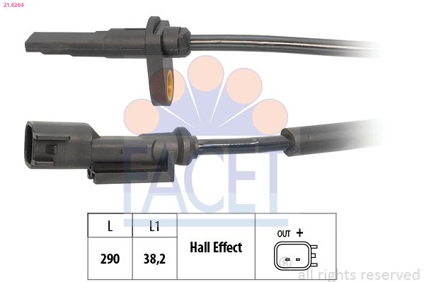 FACET 21.0264 Sensor, wheel speed