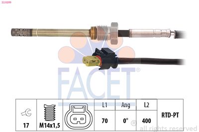 Sensor, exhaust gas temperature FACET 22.0209