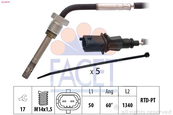 FACET 22.0234 Sensor, exhaust gas temperature