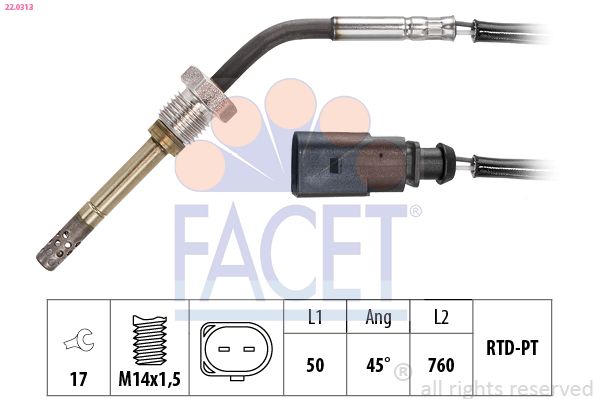FACET 22.0313 Sensor, exhaust gas temperature
