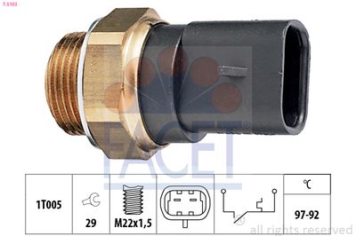 Temperature Switch, radiator fan FACET 7.5103