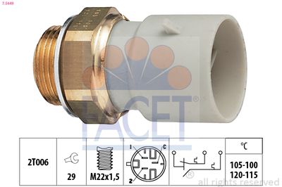 Temperature Switch, radiator fan FACET 7.5649