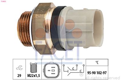 Temperature Switch, radiator fan FACET 7.5652