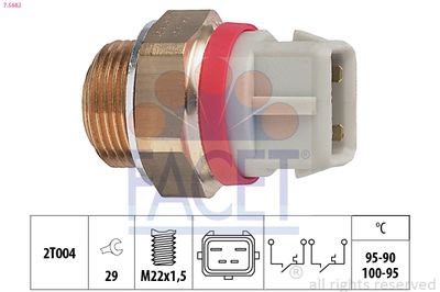 Temperature Switch, radiator fan FACET 7.5682
