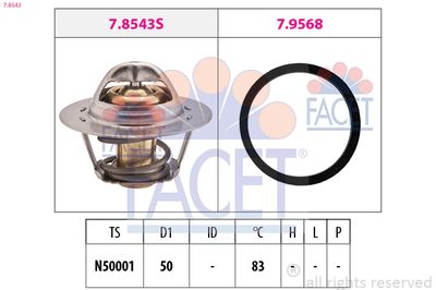 Thermostat, coolant FACET 7.8543