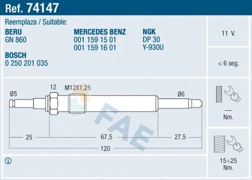 FAE 74147 Glow Plug