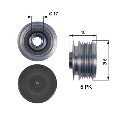 Alternator Freewheel Clutch GATES OAP7117