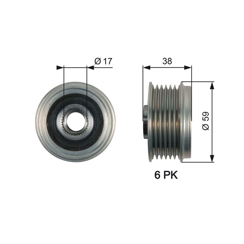 GATES OAP7168 Alternator Freewheel Clutch