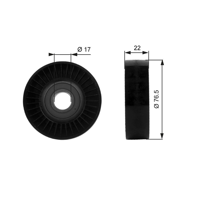 GATES T36183 Deflection/Guide Pulley, V-ribbed belt