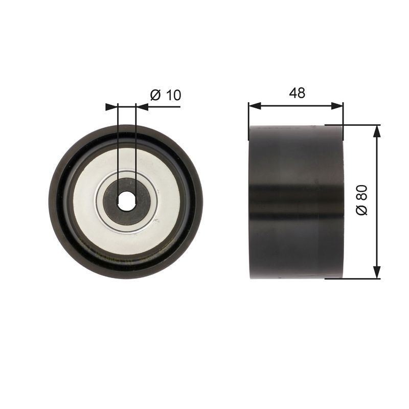 GATES T36259 Deflection/Guide Pulley, V-ribbed belt