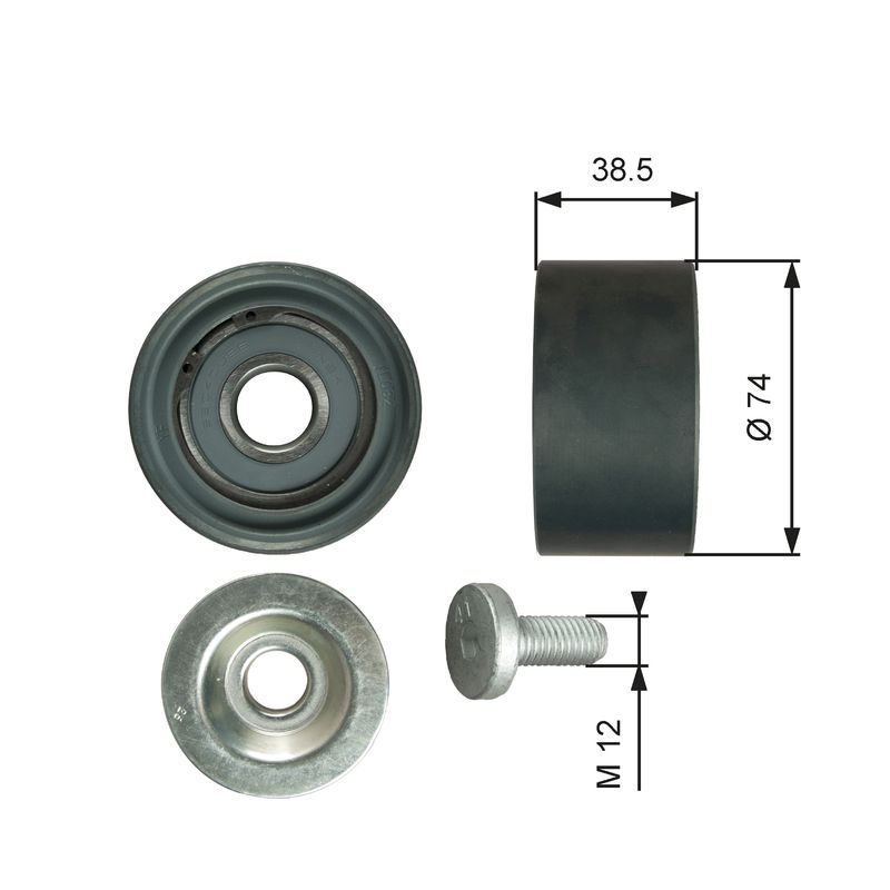 GATES T36285 Deflection/Guide Pulley, V-ribbed belt