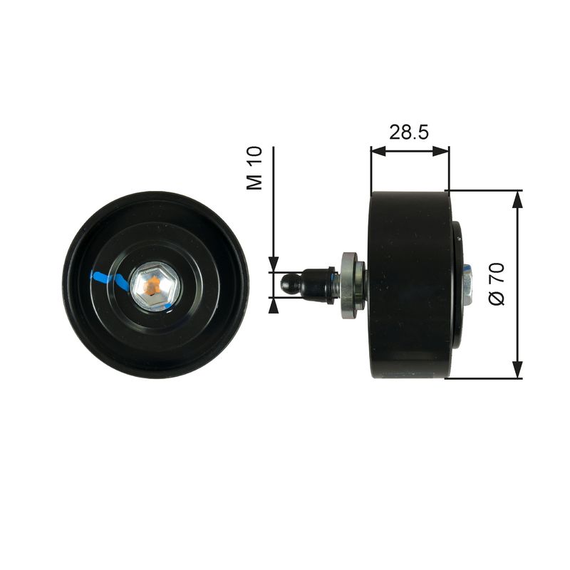 GATES T36335 Deflection/Guide Pulley, V-ribbed belt