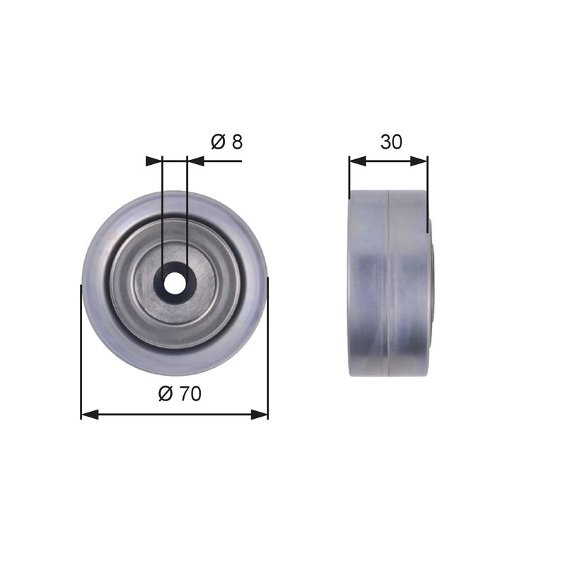 GATES T36386 Deflection/Guide Pulley, V-ribbed belt