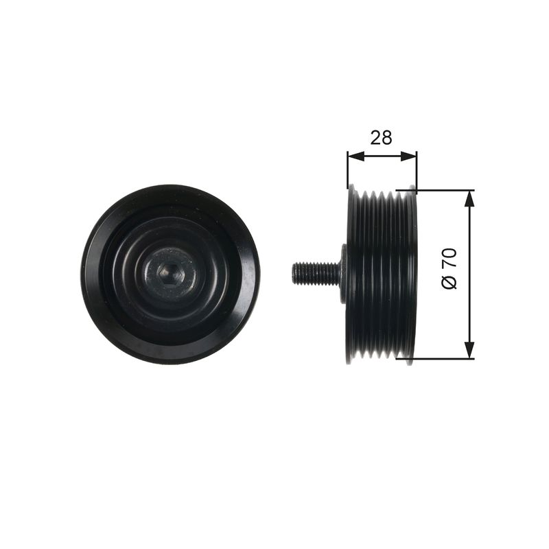 GATES T36410 Deflection/Guide Pulley, V-ribbed belt