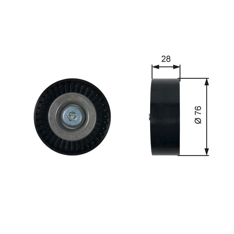 GATES T36423 Deflection/Guide Pulley, V-ribbed belt