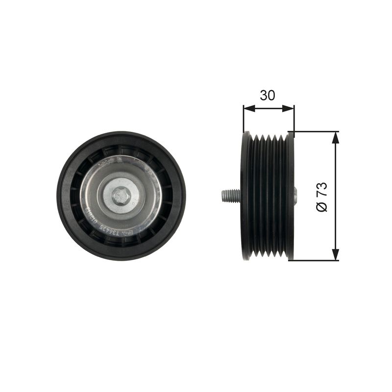 GATES T36435 Deflection/Guide Pulley, V-ribbed belt