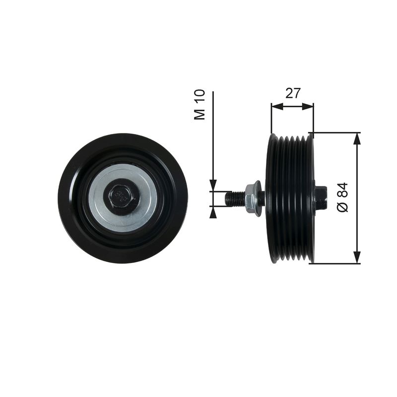 GATES T36602 Deflection/Guide Pulley, V-ribbed belt