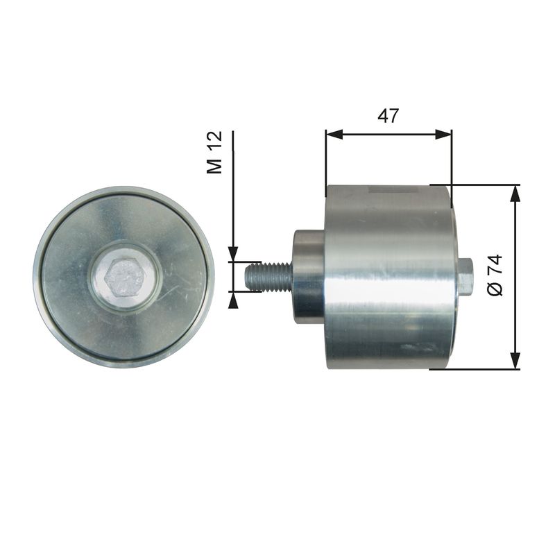 GATES T36637 Deflection/Guide Pulley, V-ribbed belt