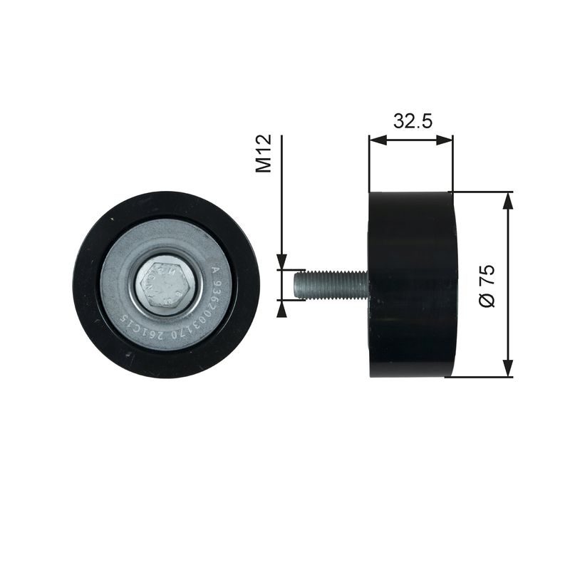 GATES T36741 Deflection/Guide Pulley, V-ribbed belt