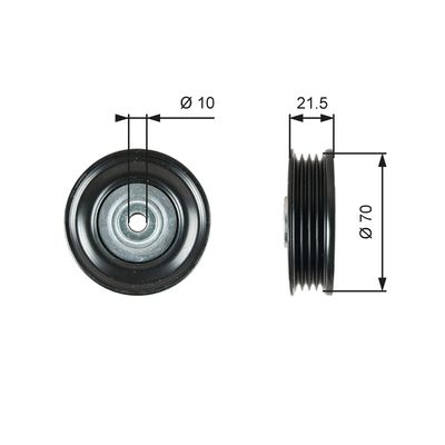 Deflection/Guide Pulley, V-ribbed belt GATES T36747