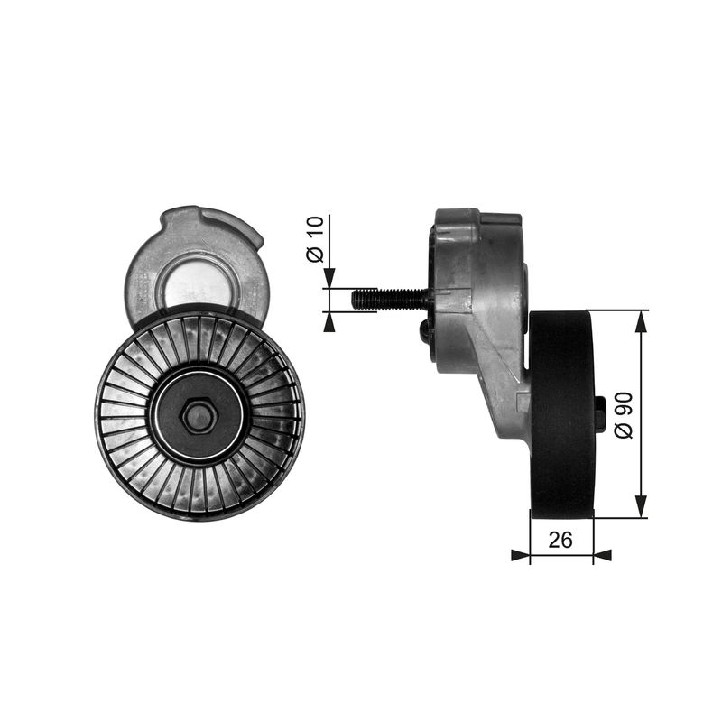 GATES T38113 Belt Tensioner, V-ribbed belt