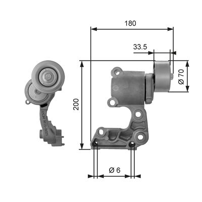 Belt Tensioner, V-ribbed belt GATES T38410
