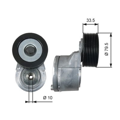 Belt Tensioner, V-ribbed belt GATES T38542