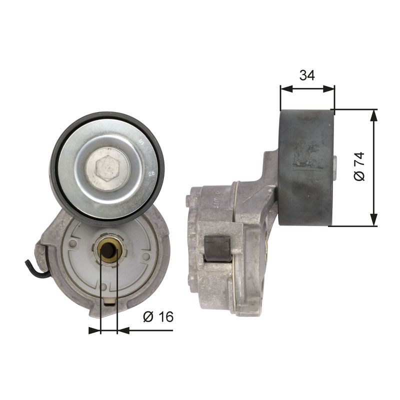 GATES T38559 Belt Tensioner, V-ribbed belt