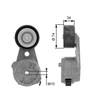 Belt Tensioner, V-ribbed belt GATES T38601