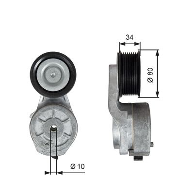 Belt Tensioner, V-ribbed belt GATES T38704