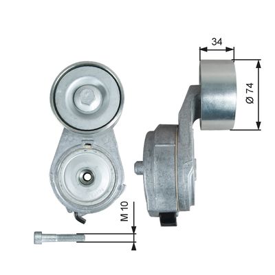 Belt Tensioner, V-ribbed belt GATES T38725