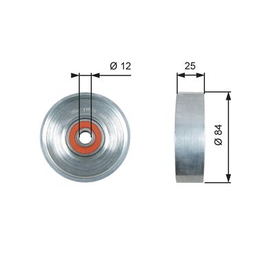 Tensioner Pulley, V-ribbed belt GATES T39178