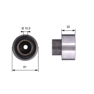 Deflection Pulley/Guide Pulley, timing belt GATES T42053