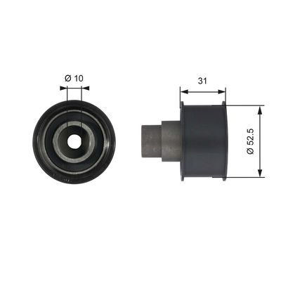 Deflection Pulley/Guide Pulley, timing belt GATES T42080