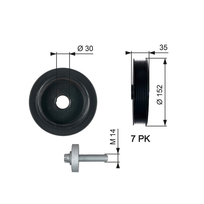 GATES TVD1127A Belt Pulley, crankshaft